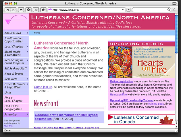 Home page for Lutherans Concerned/North America website